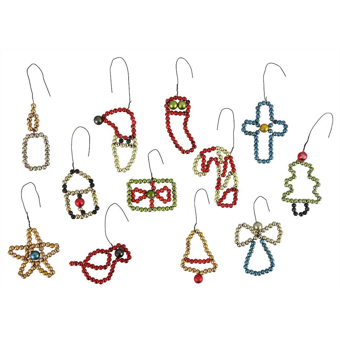 Beaded Christmas Theme Ornaments Set/12