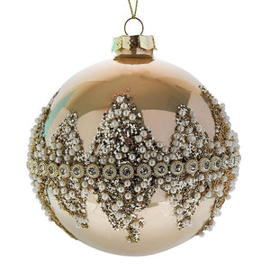 Beaded Ivory Ball Ornament