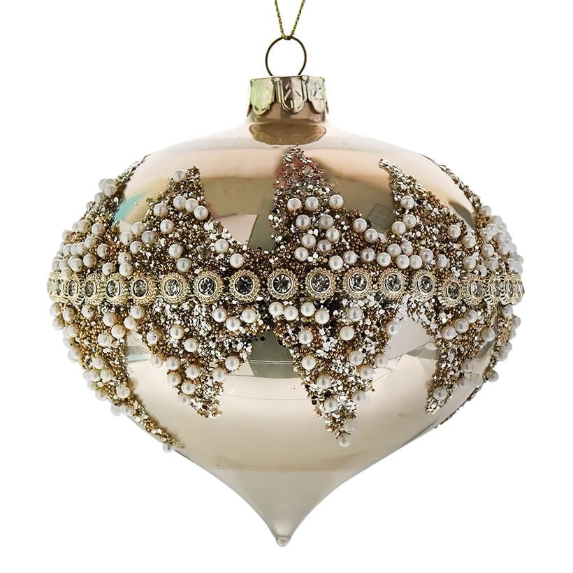 Beaded Ivory Onion Ornament