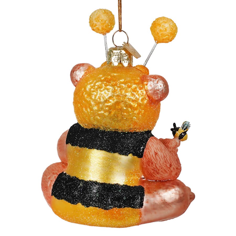 Bee Bear Glass Ornament