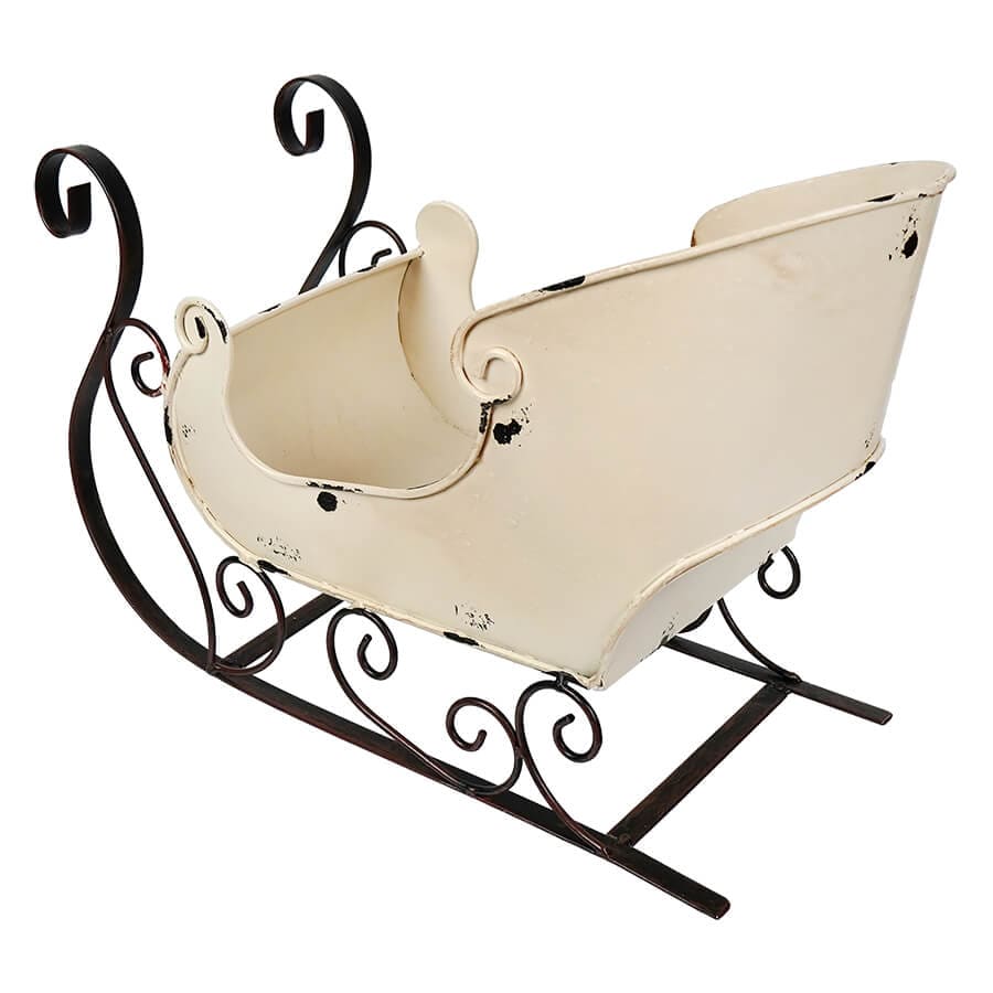 Beige Metal Holiday Sleigh