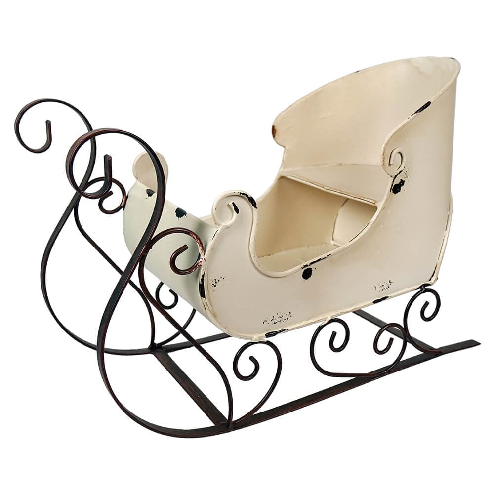 Beige Metal Holiday Sleigh