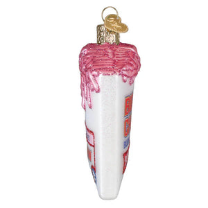 Big league chew league chew ornament pink frosted ice cream cone christmas glass ornament with gold heart tag family owned
