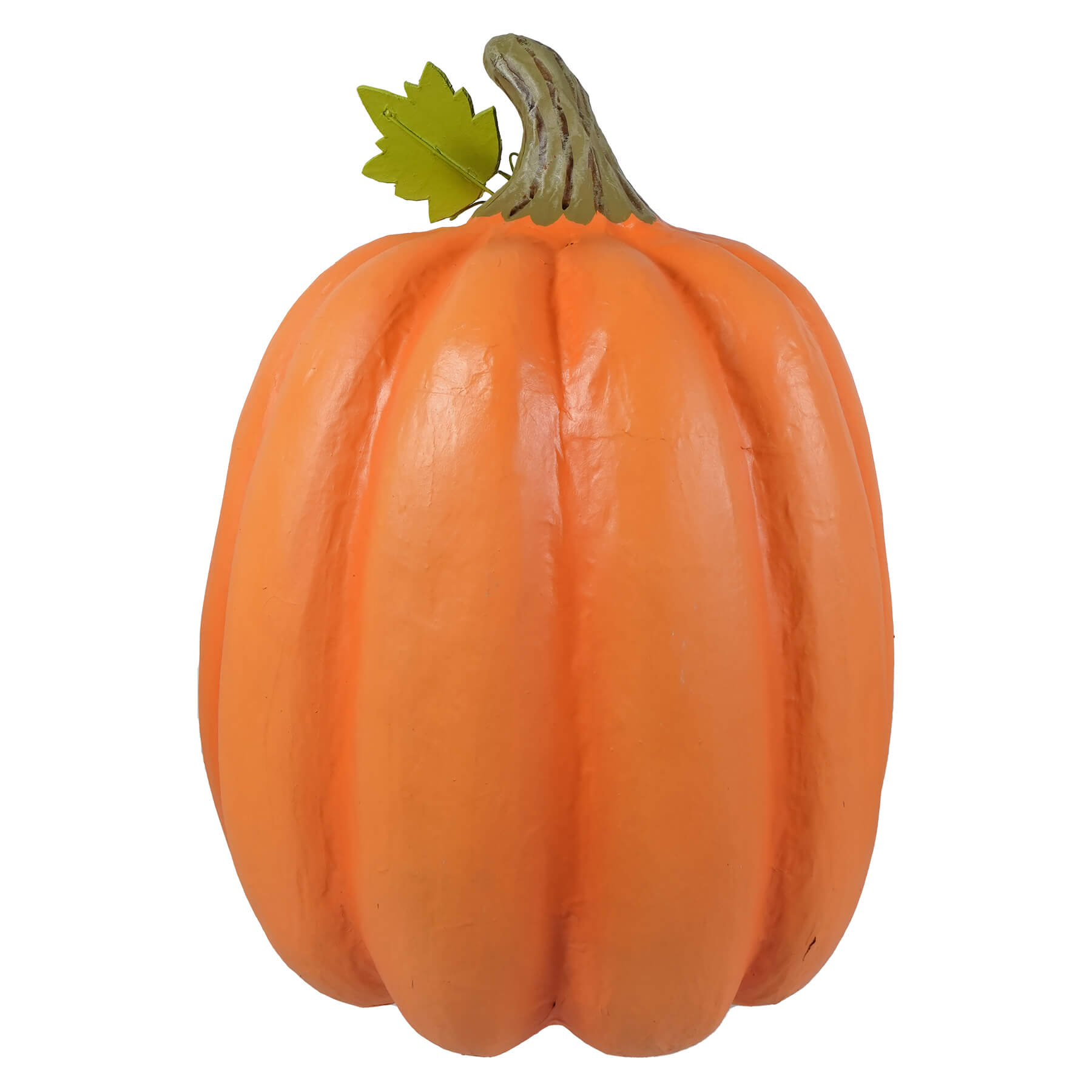 Big mouth jack o lantern orange plastic halloween pumpkin with green leaf and stem perfect for halloween pumpkins and gourds