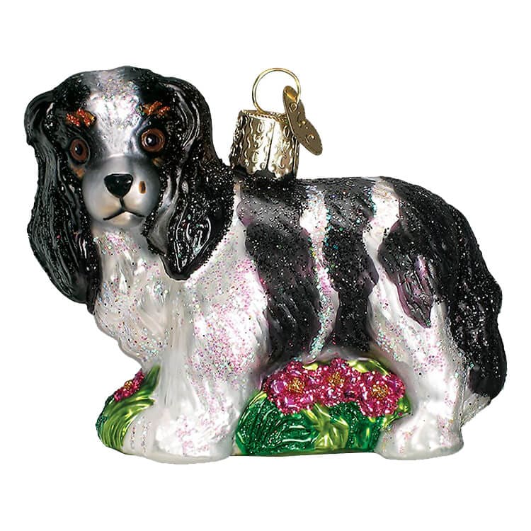 Black And White King Charles Spaniel Ornament