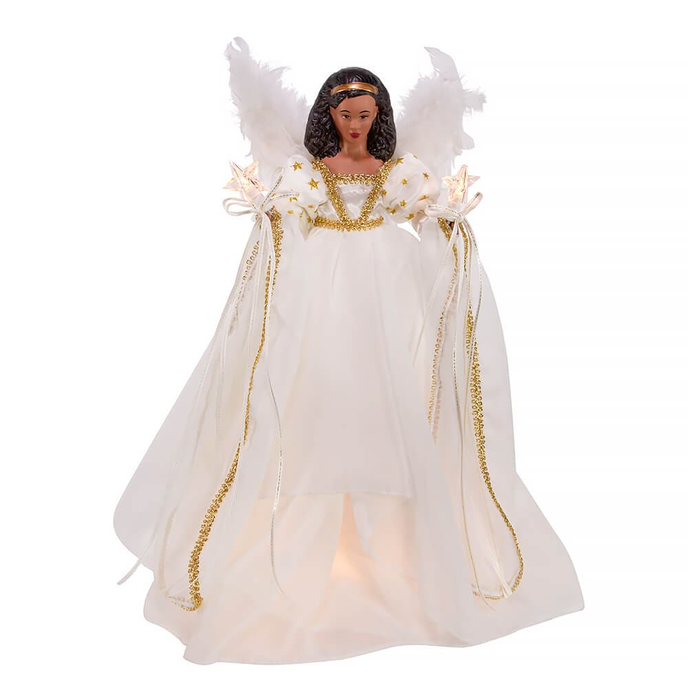 Black Ivory & Gold Lighted Angel Treetop