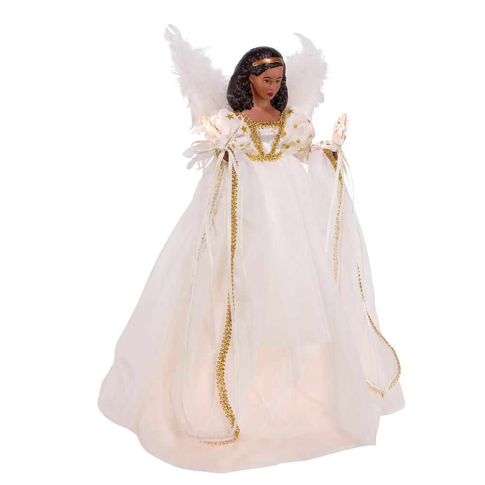 Black Ivory & Gold Lighted Angel Treetop