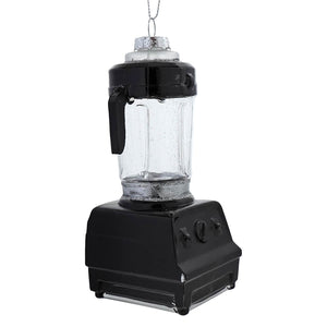 Black blender glass ornament with clear pitcher and silver glitter finish perfect for household everyday item ornaments