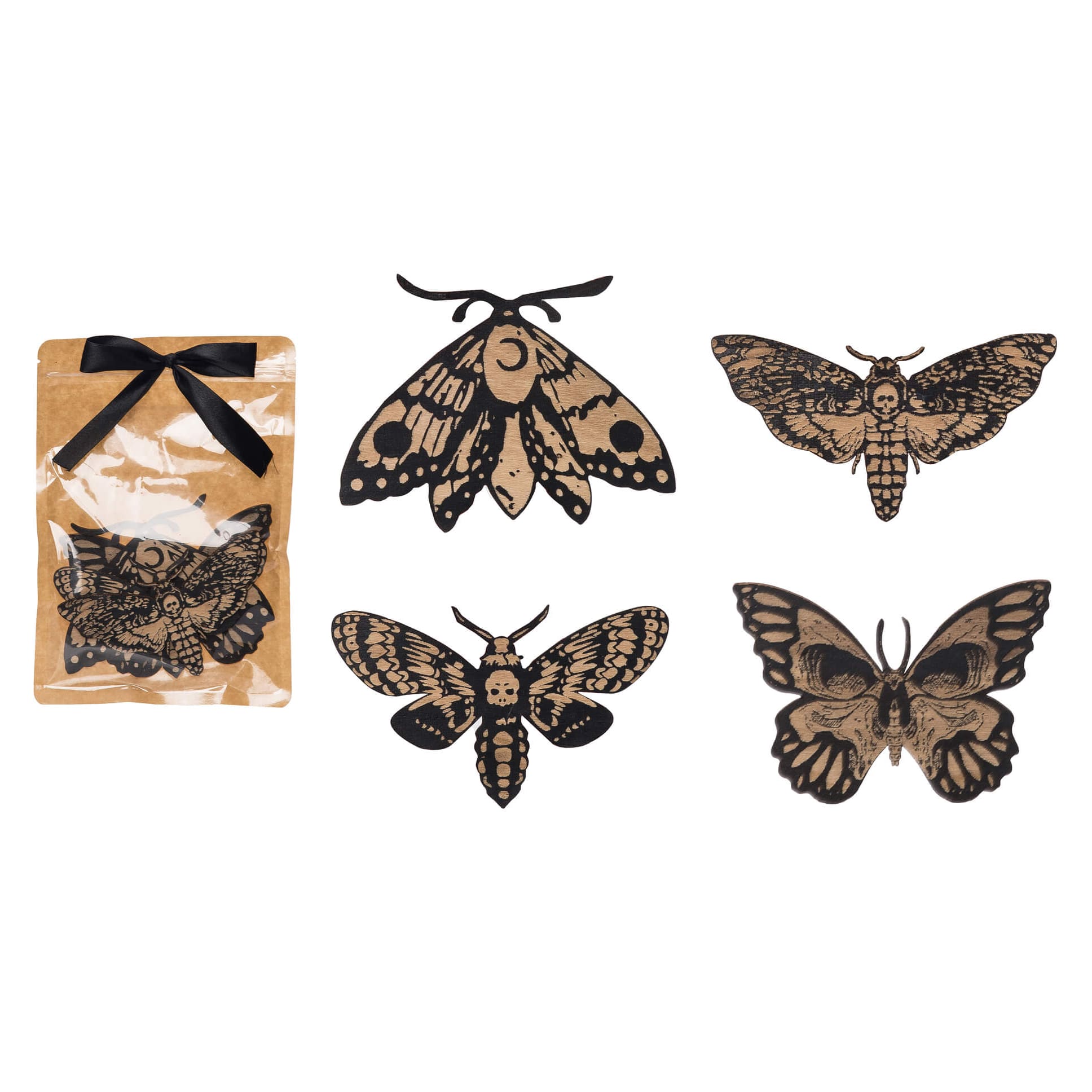 Black Butterfly Wood Decor Set/4 - Halloween