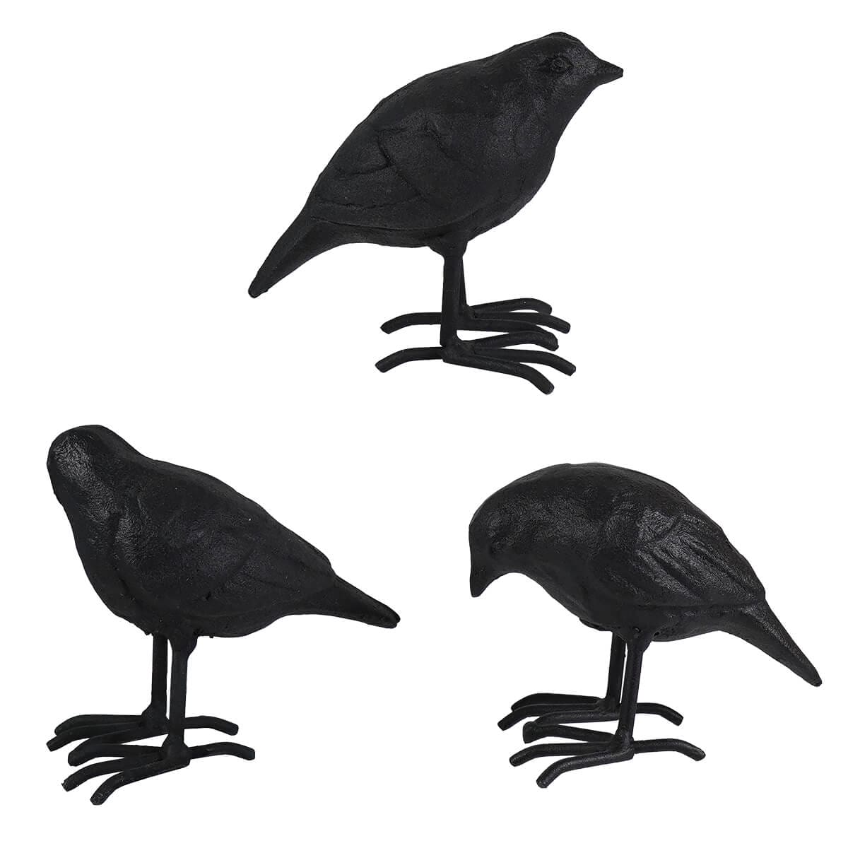 Black Cast Iron Ravens Set/3 - Halloween