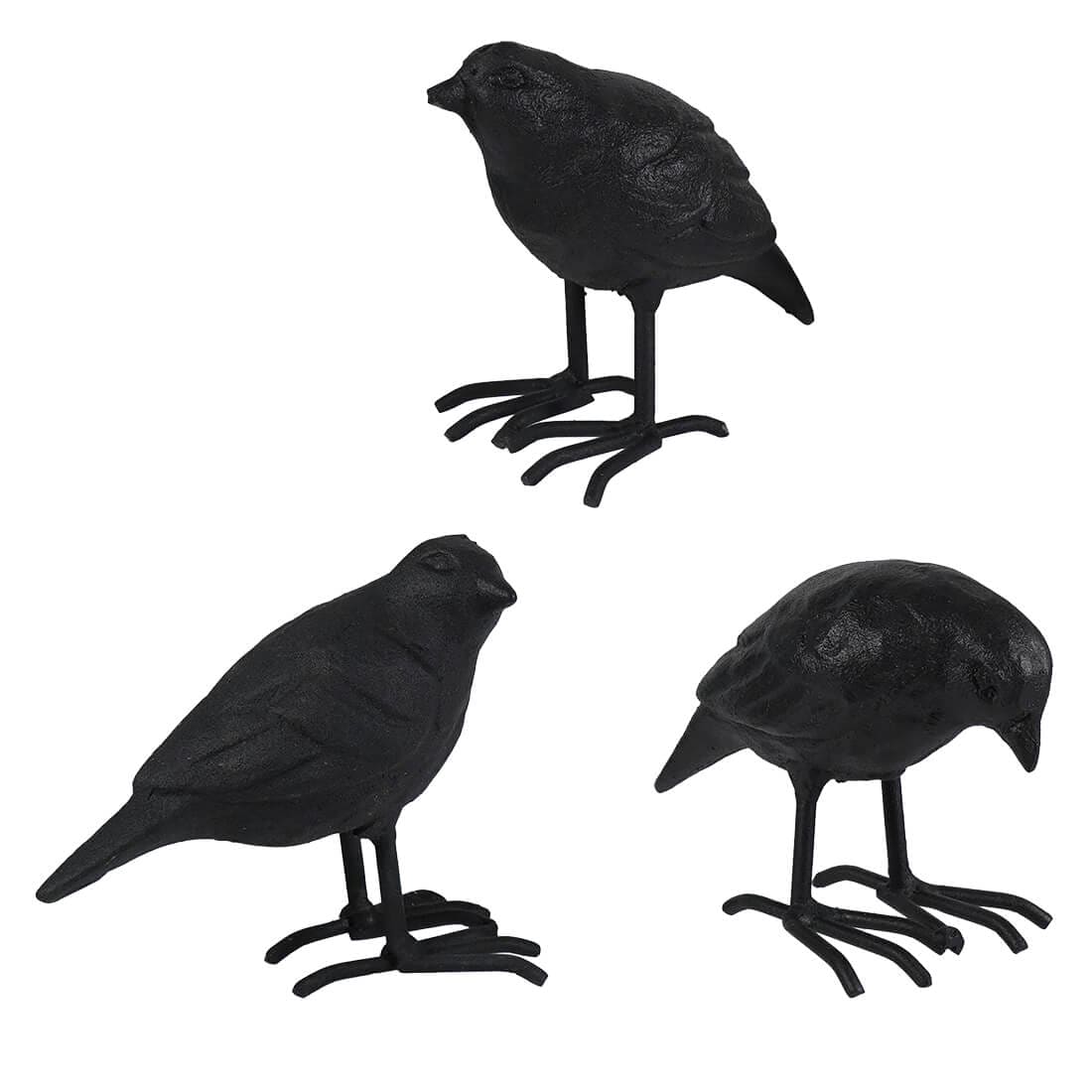 Black Cast Iron Ravens Set/3 - Halloween