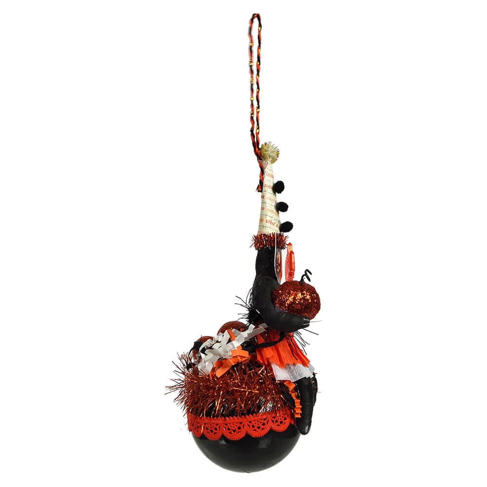 Black Cat Girl on Black Ball Ornament