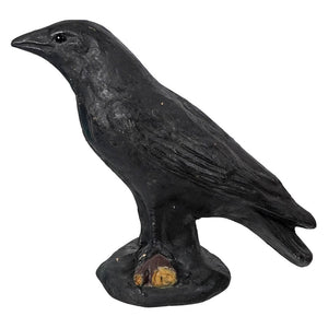 Black Crow Perched On Branch - Halloween