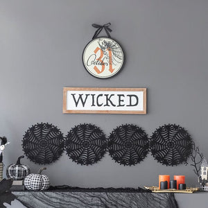 Black Felt Spider Web Table Runner - Halloween