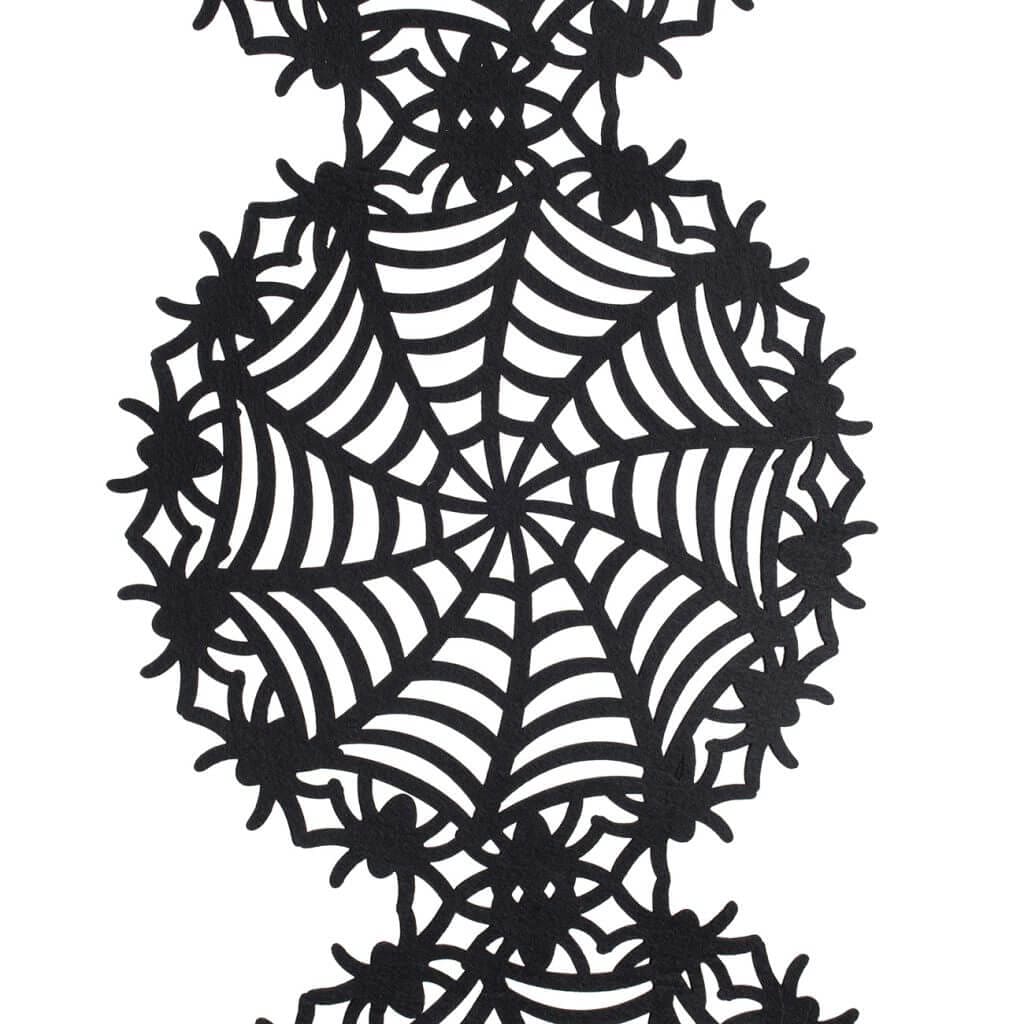 Black Felt Spider Web Table Runner - Halloween