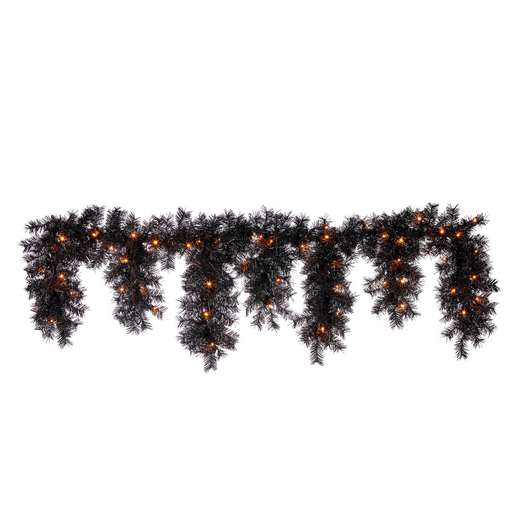 Black Halloween Lighted Cascading Garland With Orange Lights