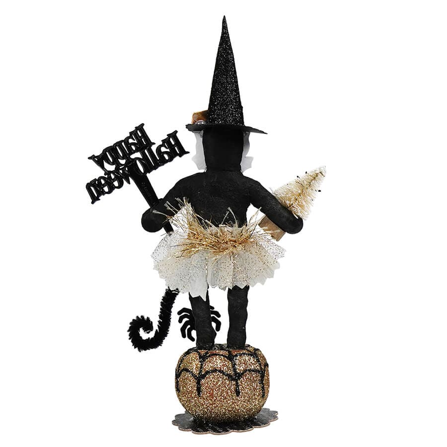 Black & Ivory Hallloween Girl Cat Figure