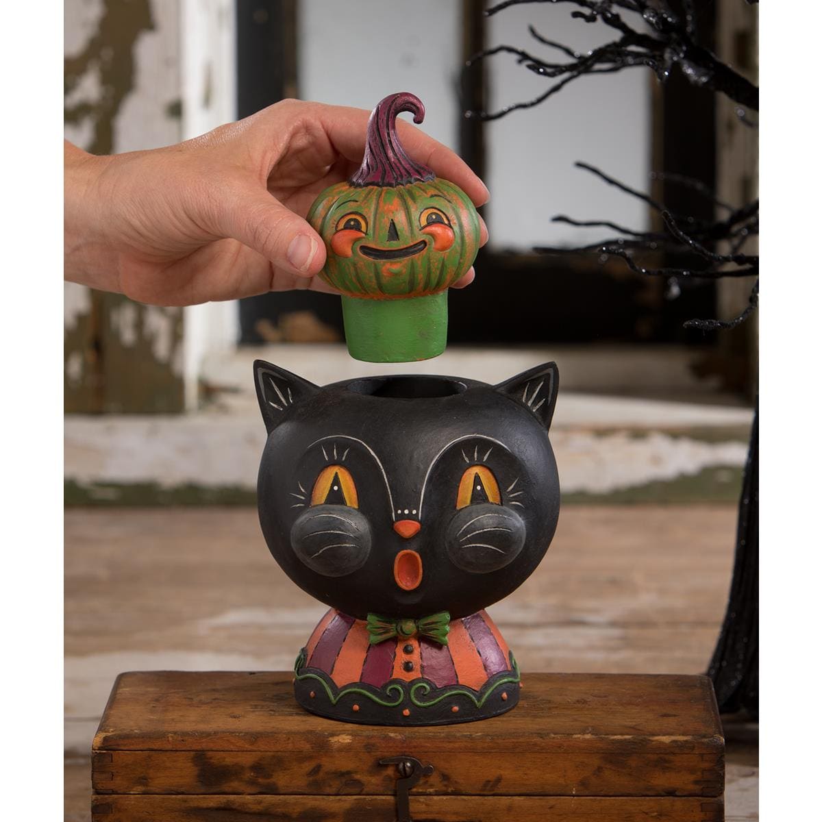 Black Jack & Kinny Green Finial Stack - Halloween