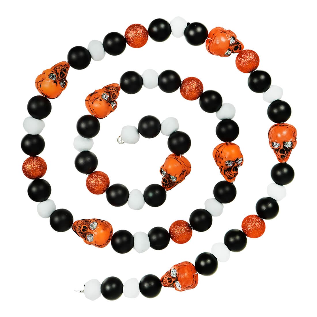 Black & Orange Halloween Skull Bead Garland