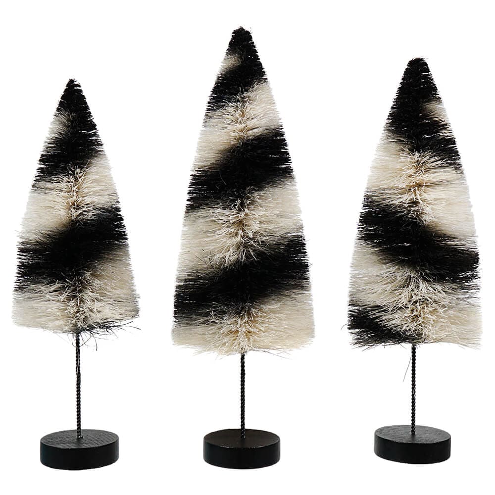 Black Stripes Delights Bottle Brush Trees Set/3