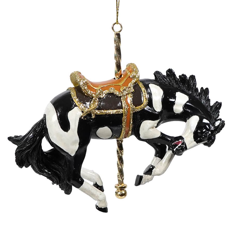 Black & White Carousel Pinto Horse Ornament - Ornaments