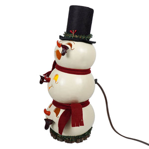 Blake lighted medium tall three tier snowman gourd by meadowbrooke gourds with white lamp and red scarf