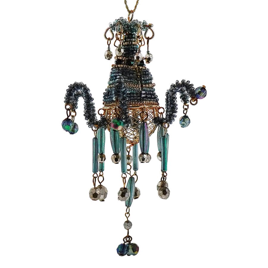 Blue Beaded Chandelier Ornament