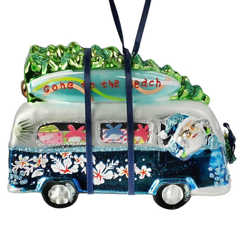 Blue Christmas Beach Van Ornament