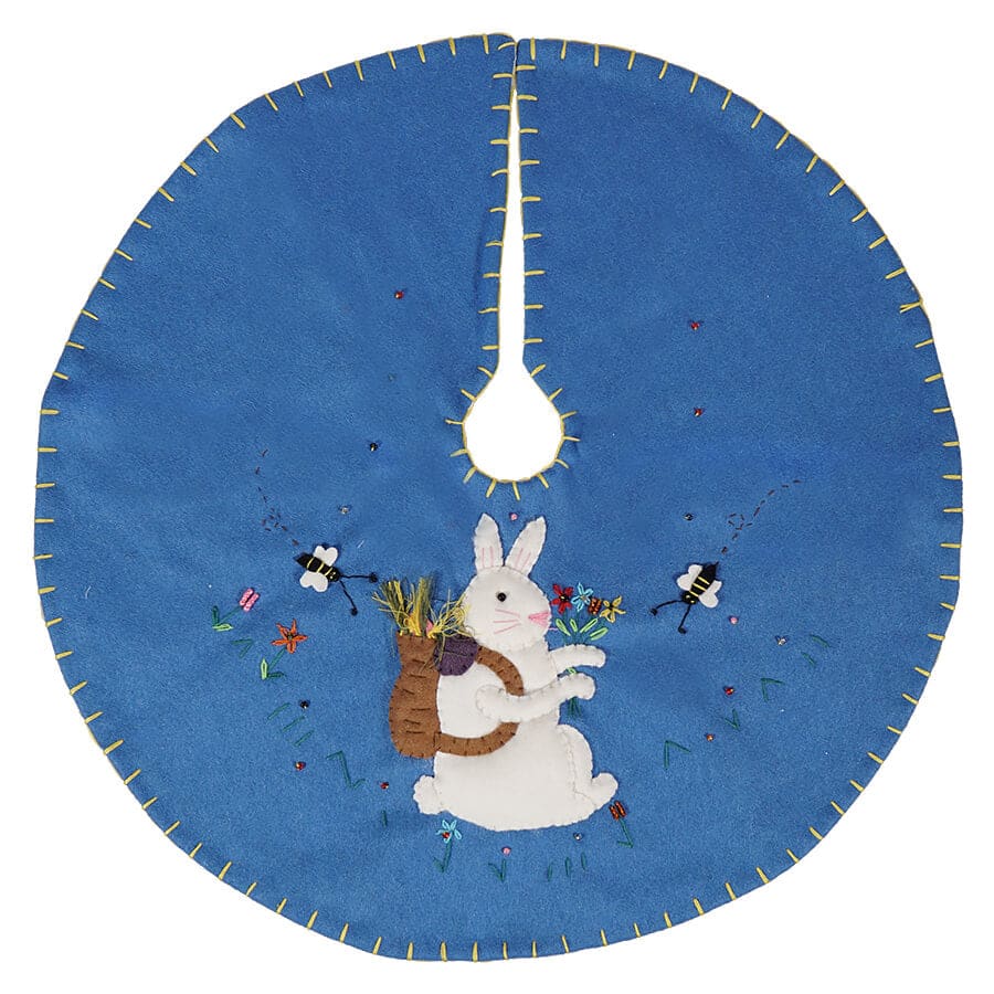 Blue Easter Rabbit Tree Skirt