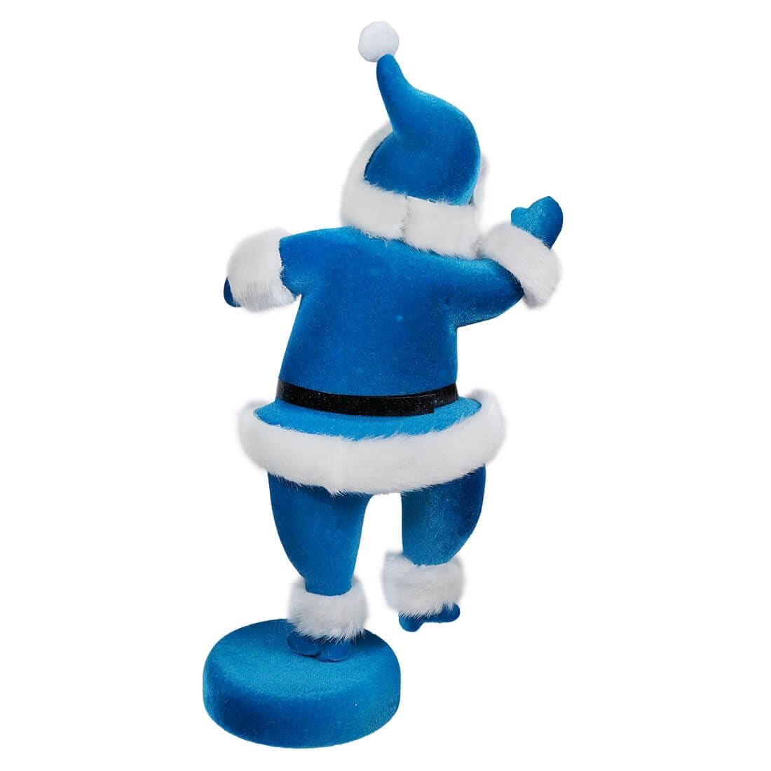 Blue Flocked Dancing Santa - Christmas