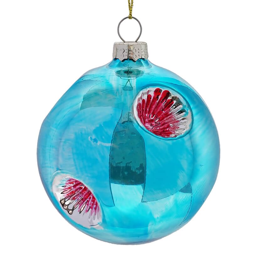 Blue Glass Reflector Ball Ornament - Ornaments