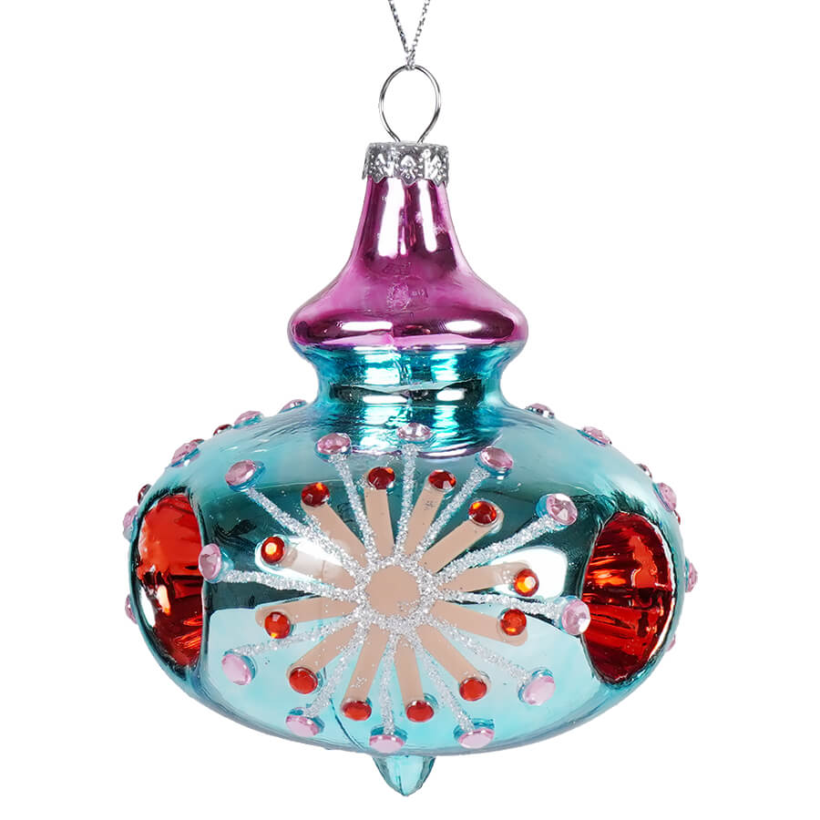 Blue Glass Reflector Kismet Jeweled Ornament - Ornaments