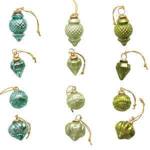 Blue & Green Glass Ornaments In Gift Box Set/12