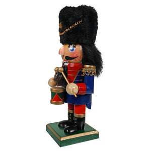 Blue & Red Drummer Nutcracker Wearing Bearskin Hat