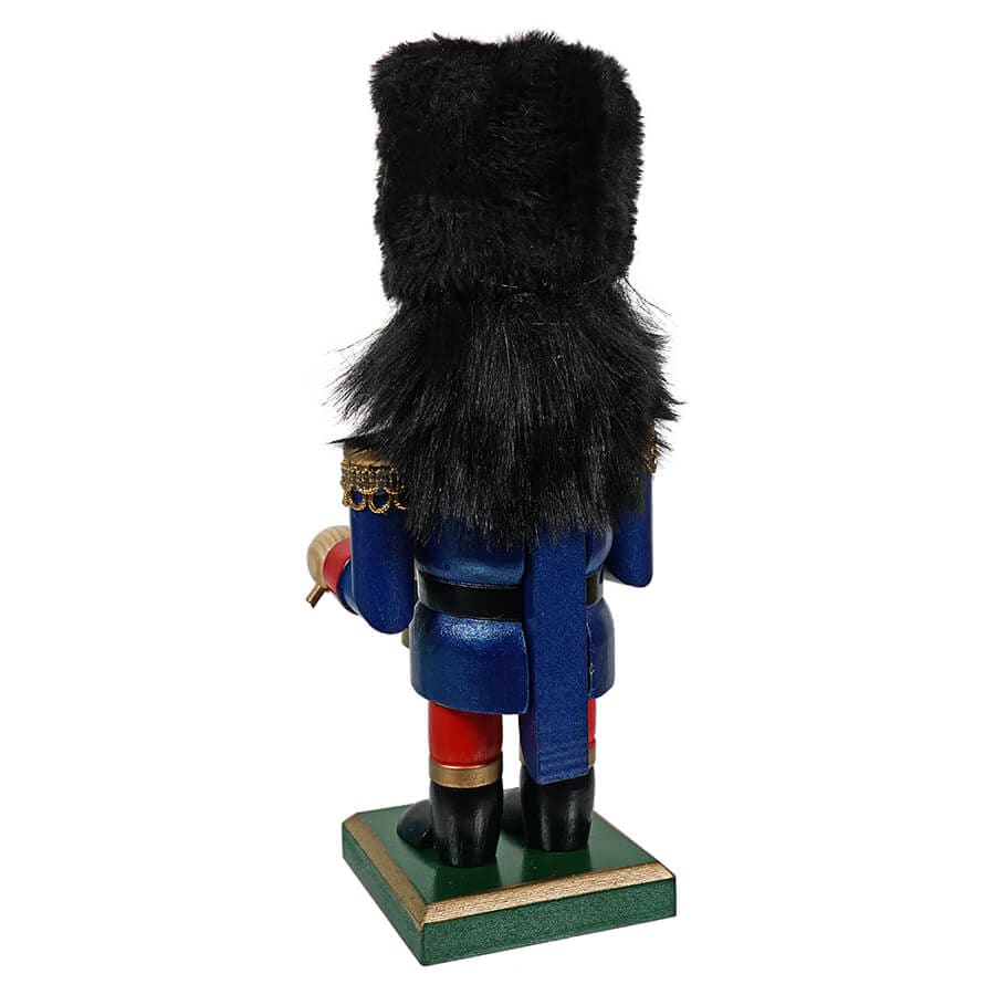 Blue & Red Drummer Nutcracker Wearing Bearskin Hat