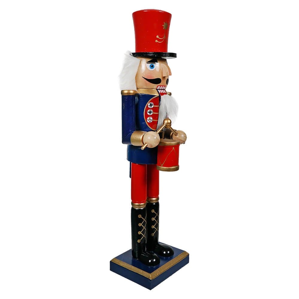 Blue & Red Drummer Wood Nutcracker