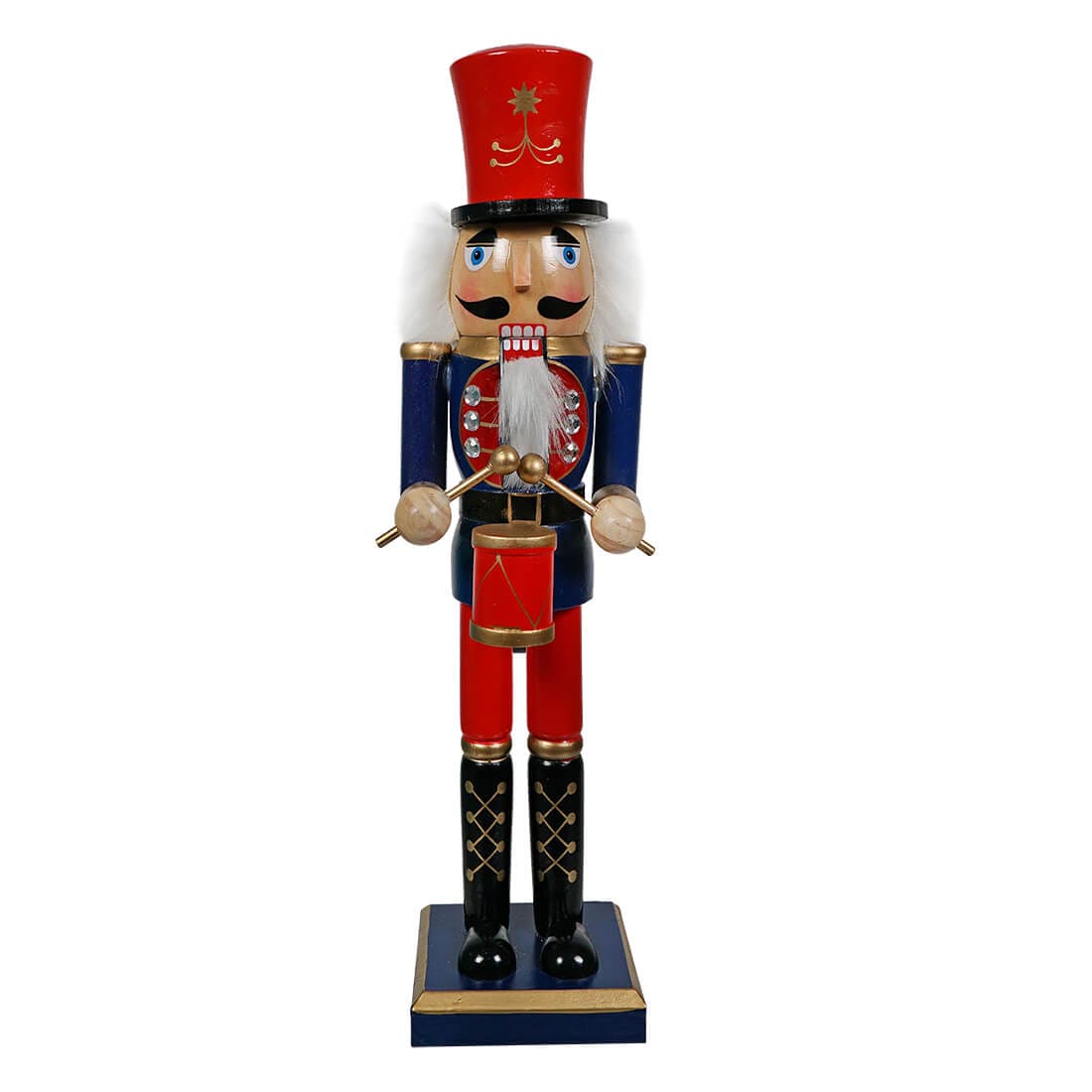 Blue & Red Drummer Wood Nutcracker