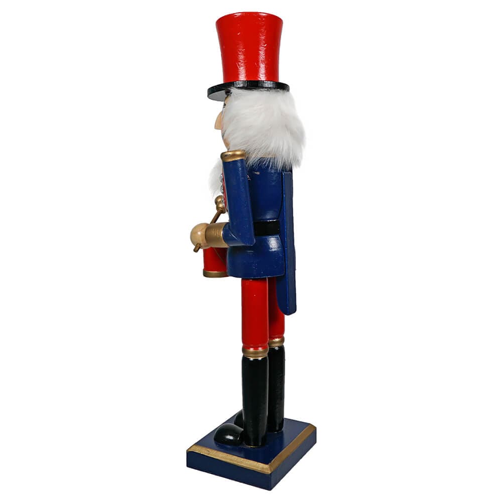 Blue & Red Drummer Wood Nutcracker