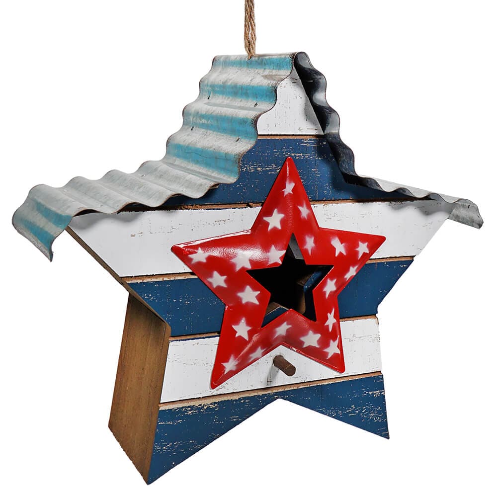 Blue Striped Americana Star Birdhouse