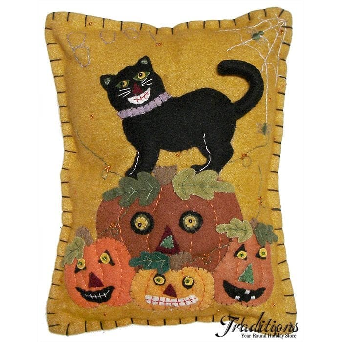 Boo Cat On Pumpkins Pillow