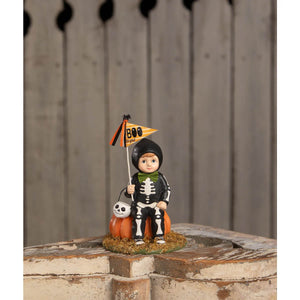 Halloween skeleton figurine boo to you oliver by bethany lowe design with a playful pose and vintage charm