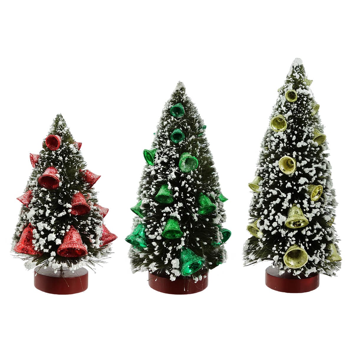 Bottle Brush Trees with Bells Set/3 - Christmas