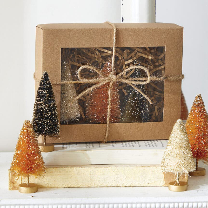 Box Of Halloween Bottle Brush Trees Set/7