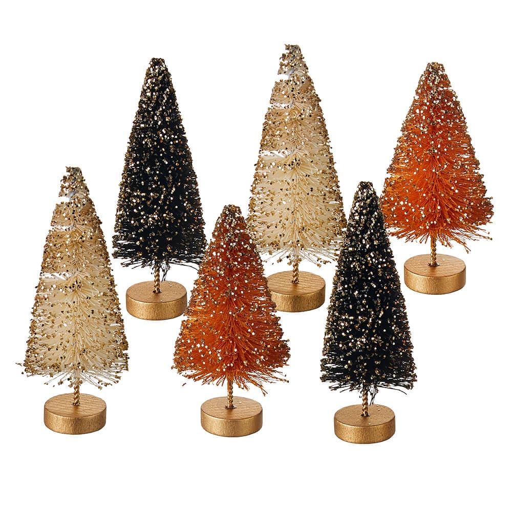 Box Of Halloween Bottle Brush Trees Set/7