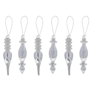 Box Of Silver Finial Ornaments Set/6