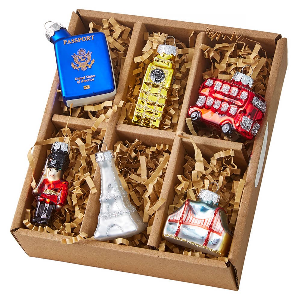 Box Of Vacation Ornaments Set/6