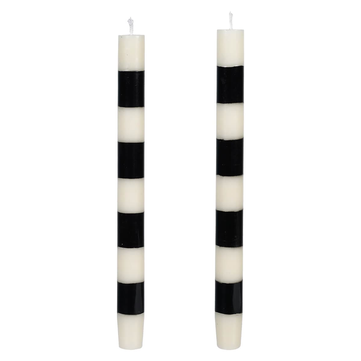 Boxed Ivory & Black Striped Unscented Taper Candles Set/2 - Halloween