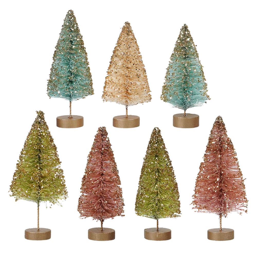 Boxed Pretty in Pastel Mini Bottle Brush Trees Set/7