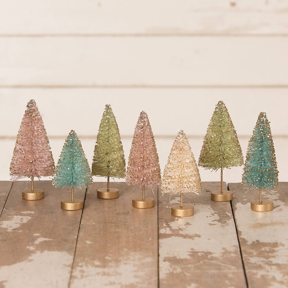 Boxed Pretty in Pastel Mini Bottle Brush Trees Set/7