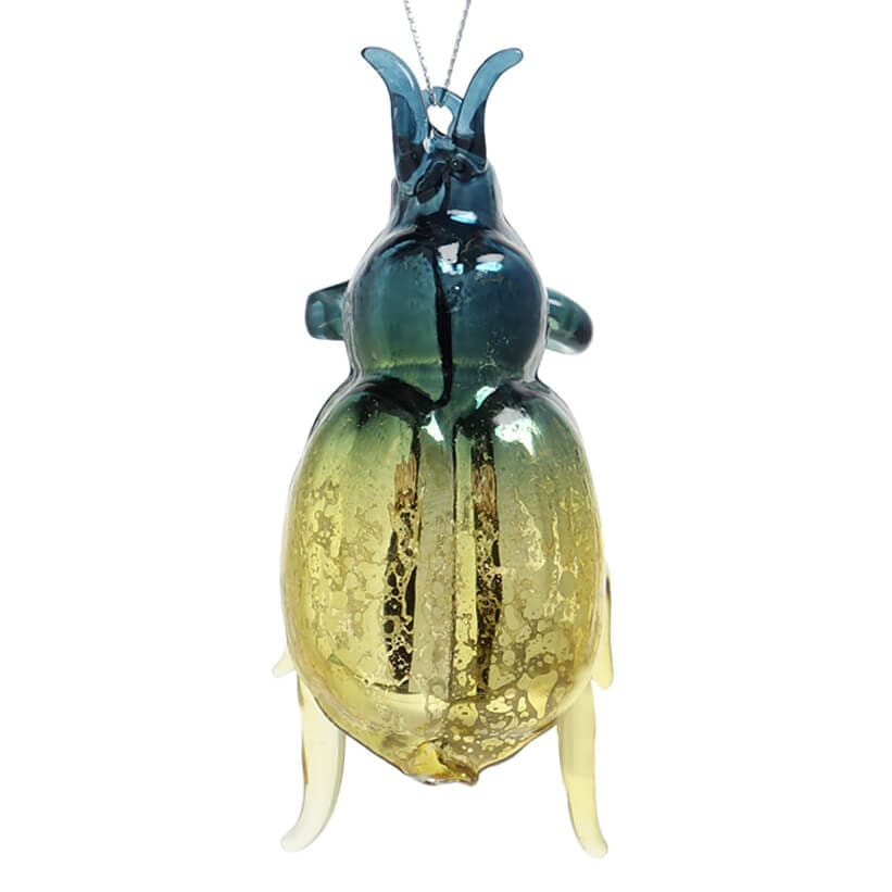 Bright Blue & Gold Beetle Ornament